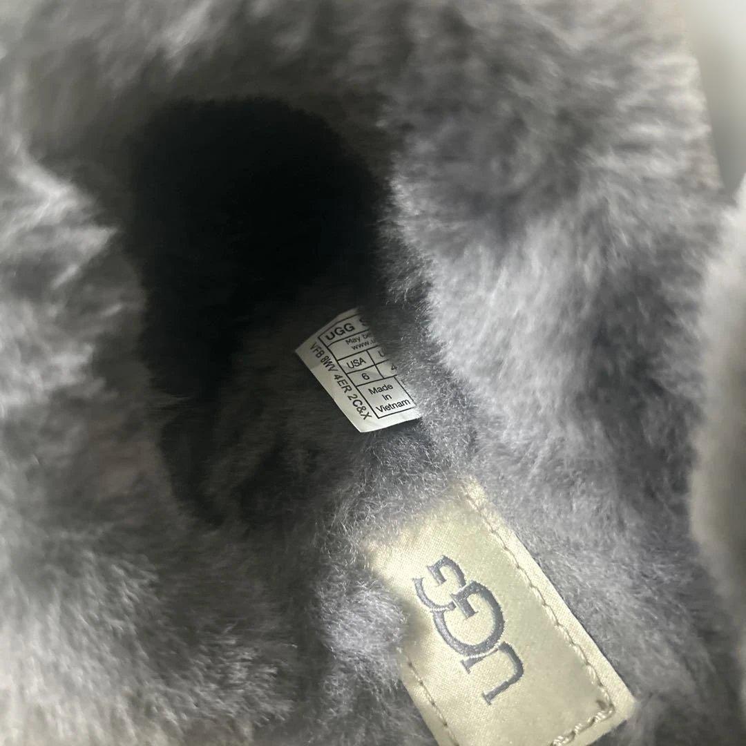 UGG アグ 厚底 スリッポン ムートン スリッパ6 23 チャコール美品