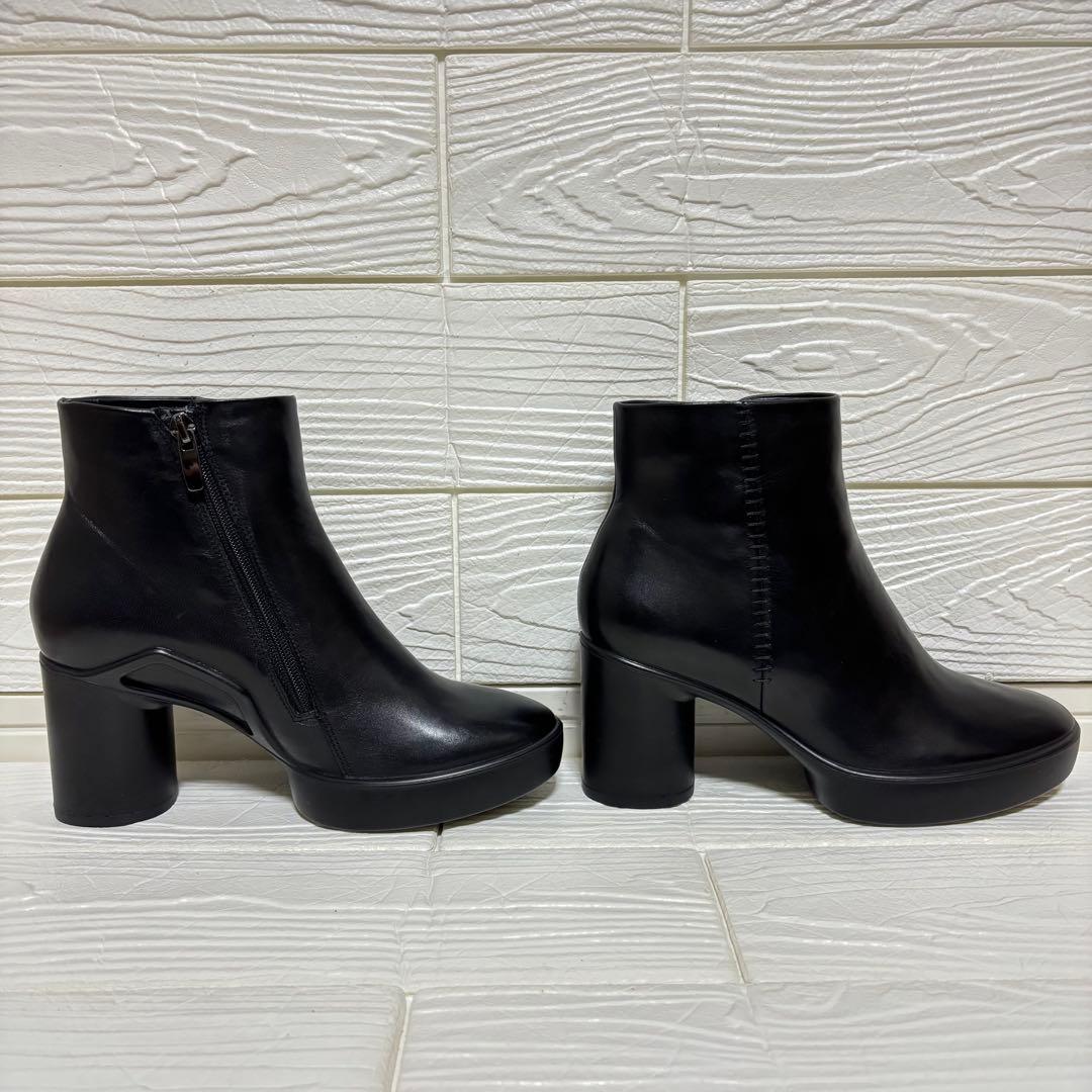 【試着のみ】ecco ショートブーツ ブラック レザー チャンキー 36