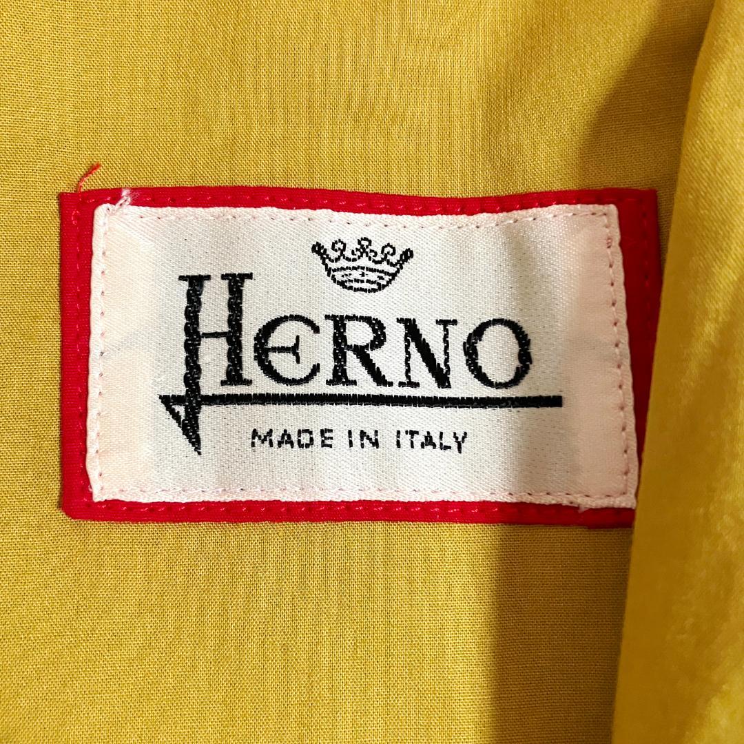 HERNO　トレンチコート　ロング　長袖　イエロー　無地　コットン100％