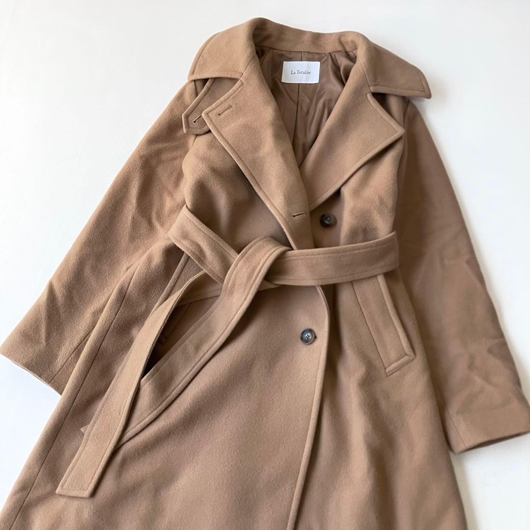 24AW ラトータリテ ステンカラーコート 定価4.9万 ロング キャメル 38