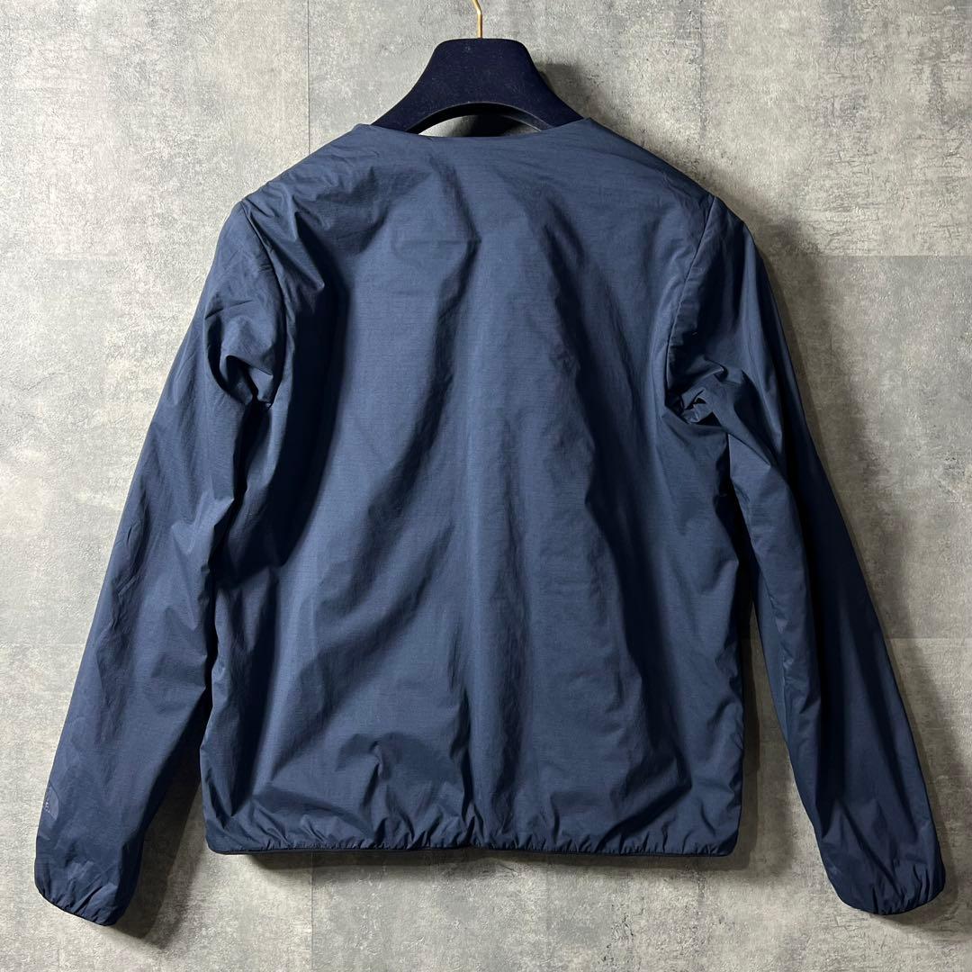 美品❤️ノースフェイス　フレキシブルゼファー中綿ノーカラーカーディガンMネイビー