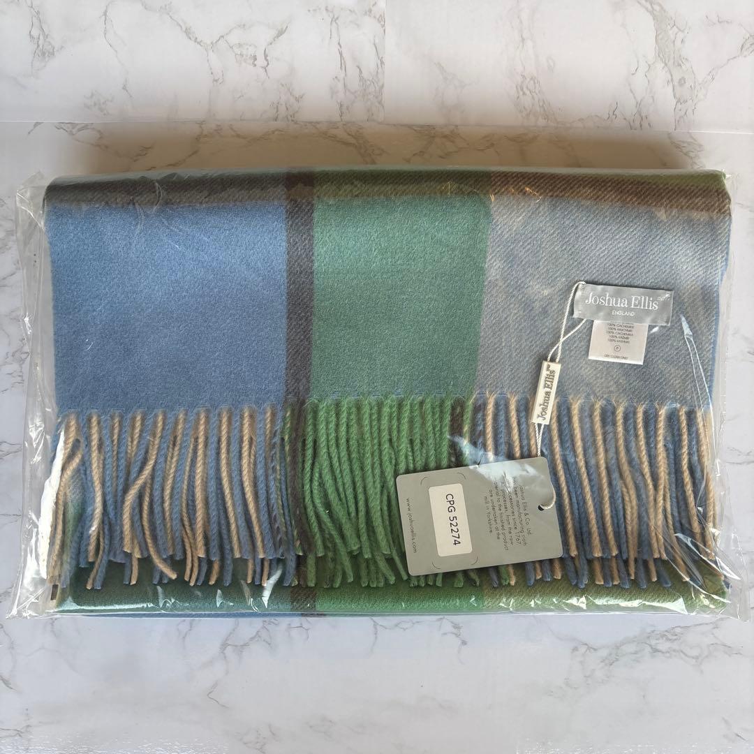 新品☆Joshua Ellis ジョシュアエリス カシミア　大判ストール　ブルー