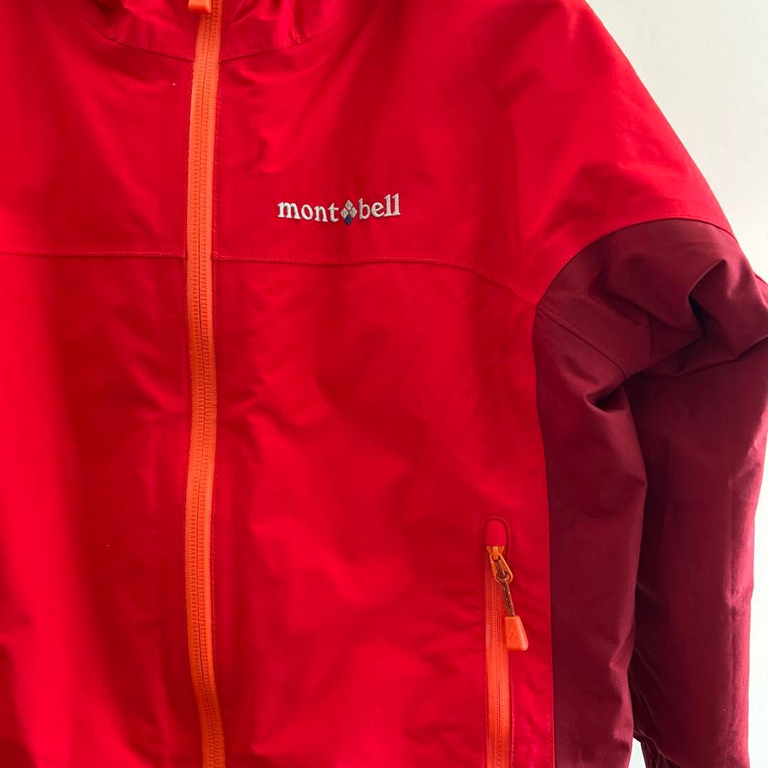 mont-bell、モンベル、スノーウエア、size120、赤×白