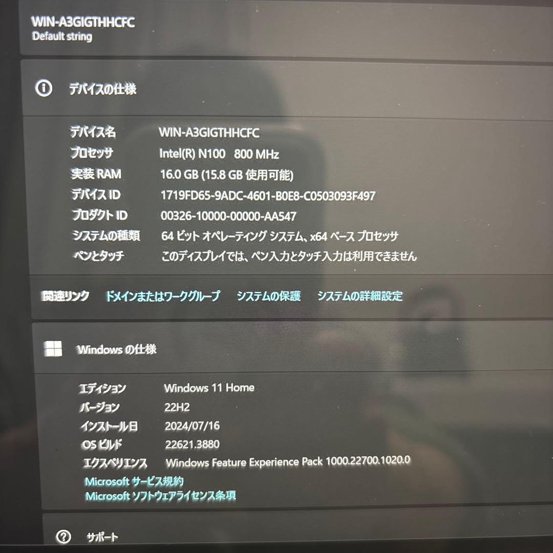 WIN-A3GITHHCF ミニPC Intel N100 16GB RAM