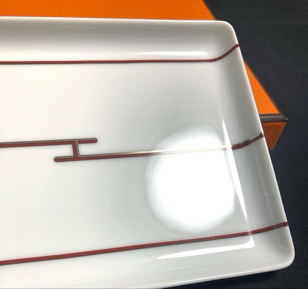 HERMES エルメス スクエアプレート リズム 赤 皿 袋付き ☘️未使用☘️