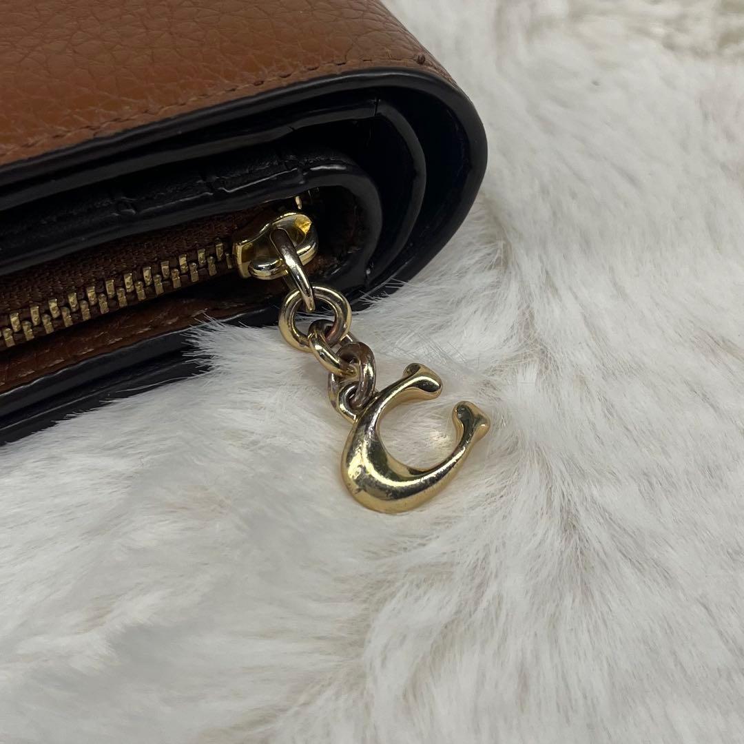 【極美品】COACH ブラウンレザー二つ折り財布