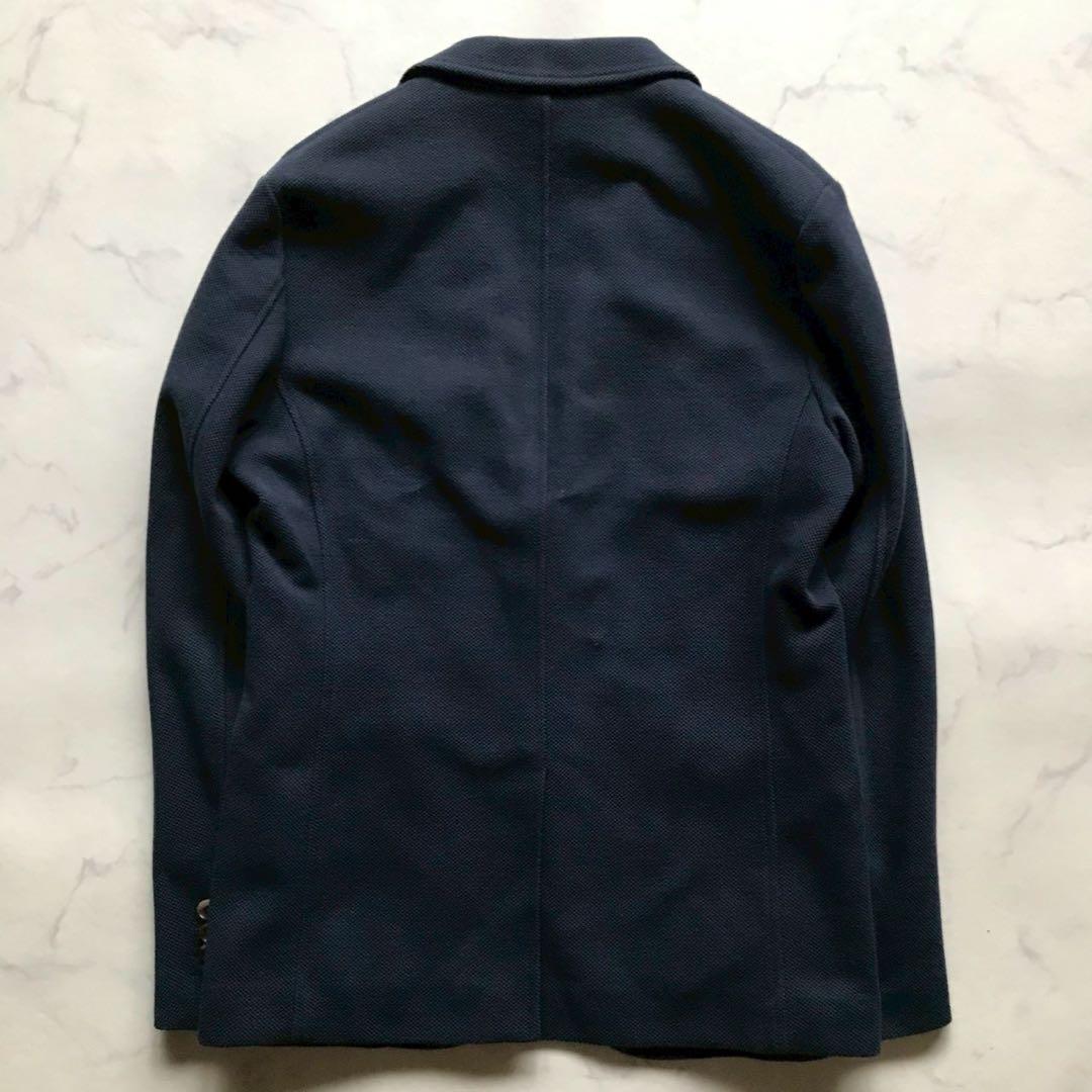 極美品/XLサイズ✨メンズビギ ニット テーラードジャケット ストレッチ 紺色