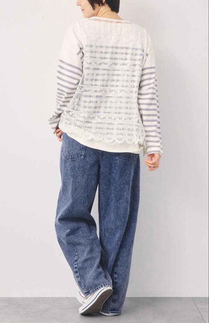 サマンサモスモスパンツ　【オーガニックコットン】デニムバレルパンツ　ブルー　ＸＬ
