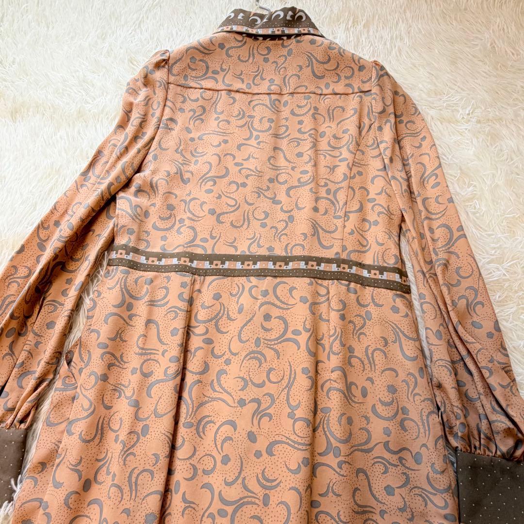 美品　ダイアグラム グレースコンチネンタル 総柄　シャツワンピース　シルク　長袖