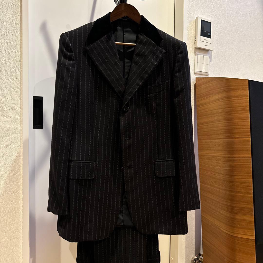 GUCCI 2004AW グッチ トムフォード ウール ベロア チェーン柄スーツ