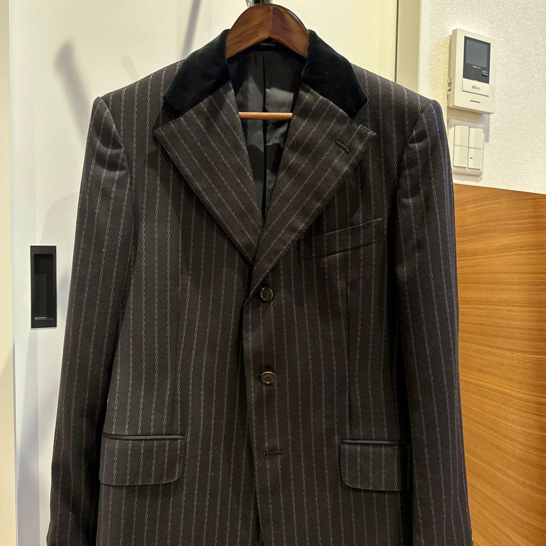 GUCCI 2004AW グッチ トムフォード ウール ベロア チェーン柄スーツ