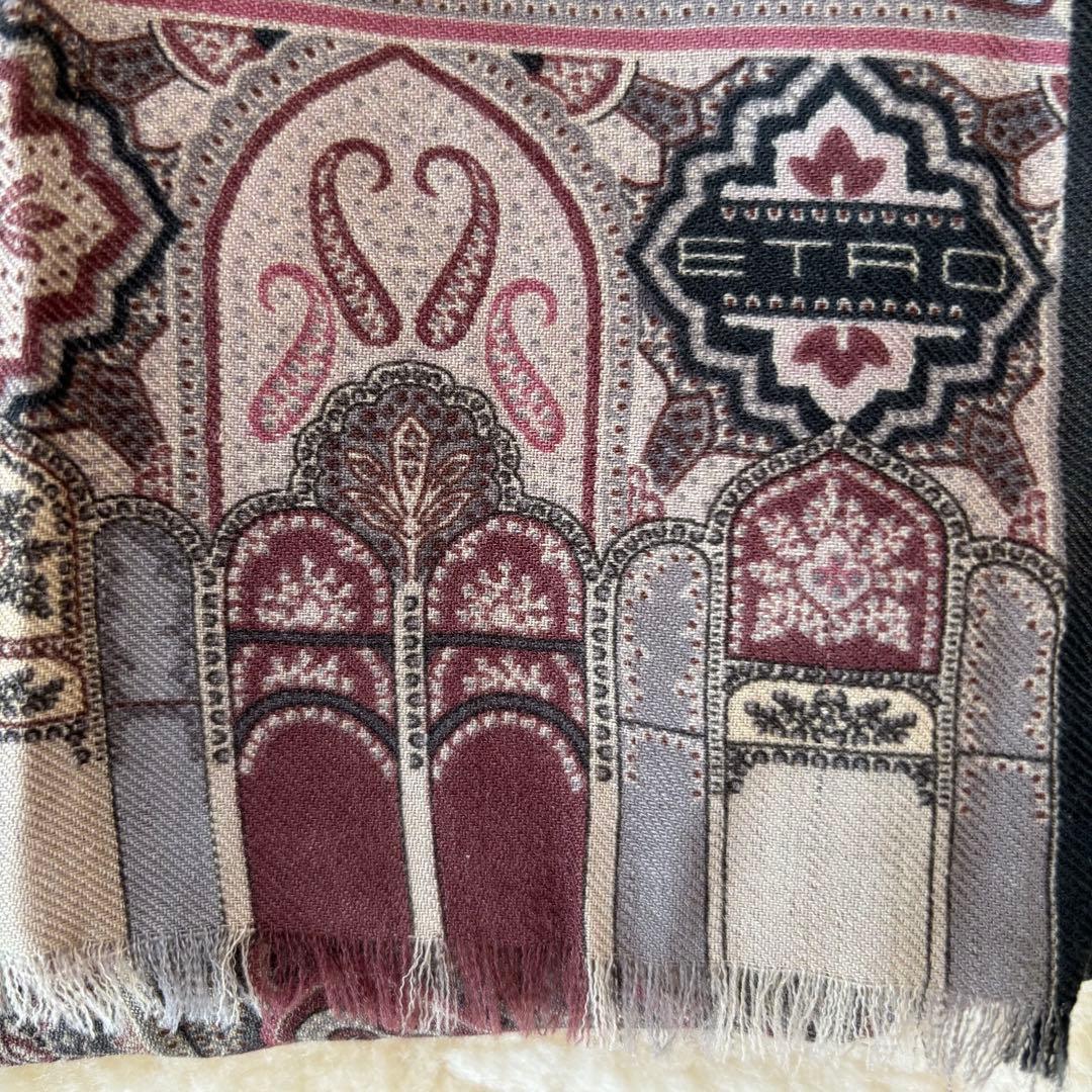 ETRO ペイズリー ストール ウールシルク イタリア製