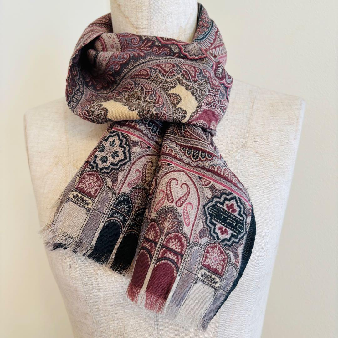 ETRO ペイズリー ストール ウールシルク イタリア製