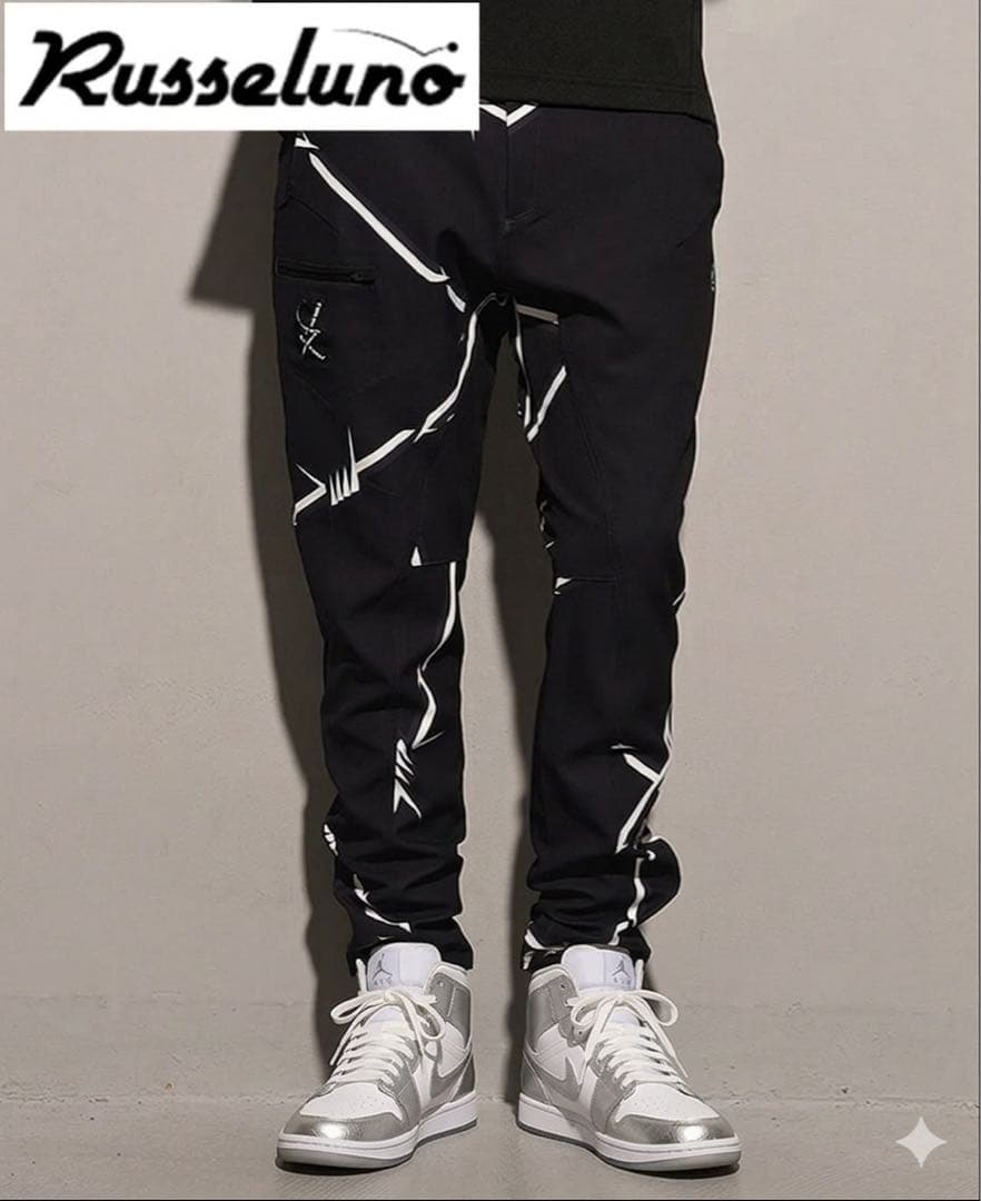 【希少】ラッセルノ ゴルフ ジョガーパンツ 5 L 黒 有刺鉄線 バーブドワイヤ