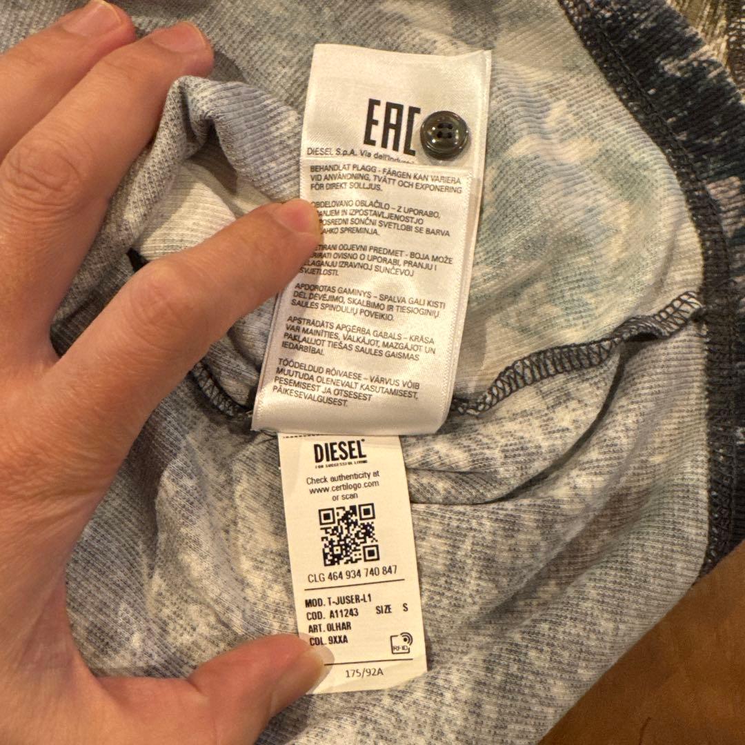 Diesel メンズ Tシャツ 長袖 ヘンリーネック プルオーバー