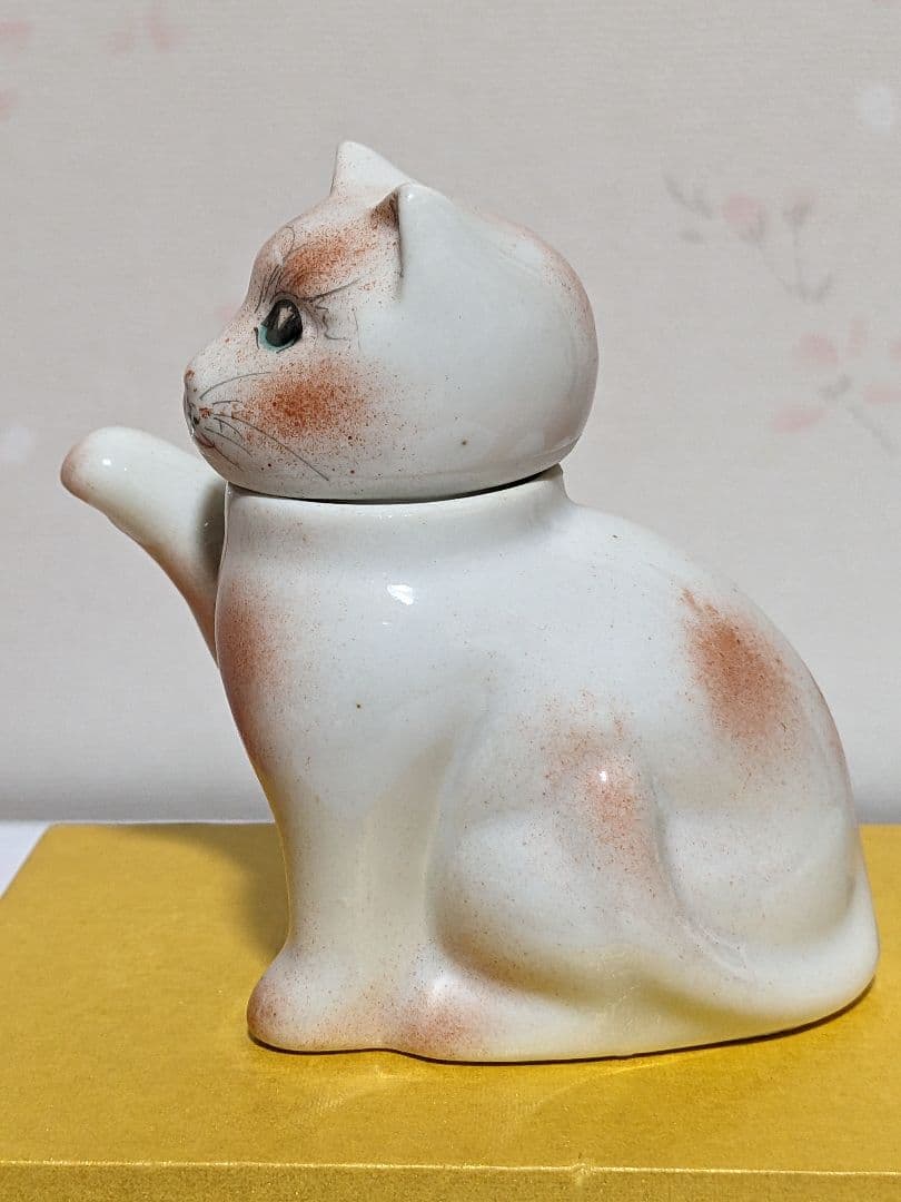 ♦中国 古玩 招き猫 自在 猫形 水注 急須 茶道具 置物飾り 骨董品 古美術品