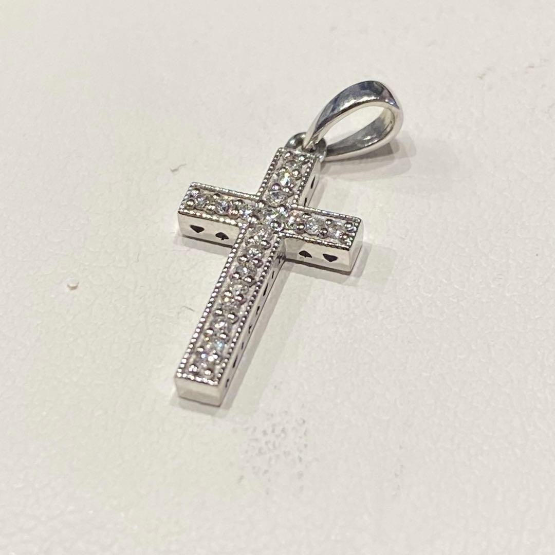 高級　美品　k18 ダイヤ　WG クロス　トップ　ネックレスペンダント