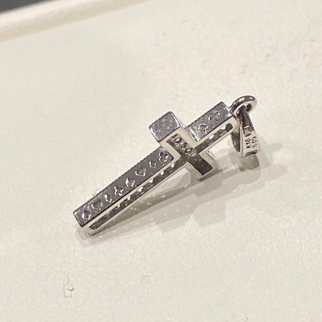 高級　美品　k18 ダイヤ　WG クロス　トップ　ネックレスペンダント