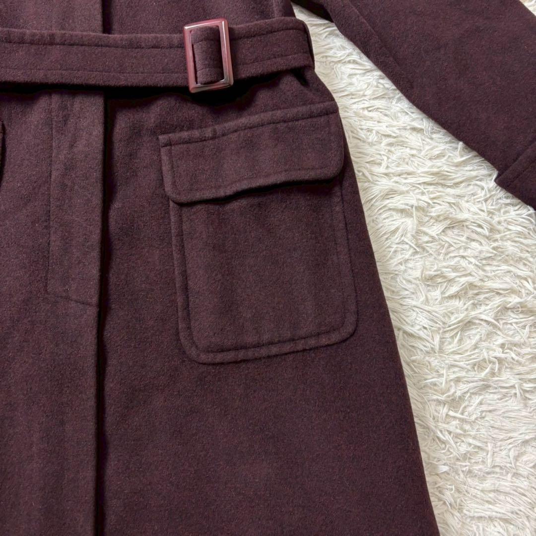 【美品】組曲 クミキョク ロングコート スタンドカラー ボルドー　ベルト付