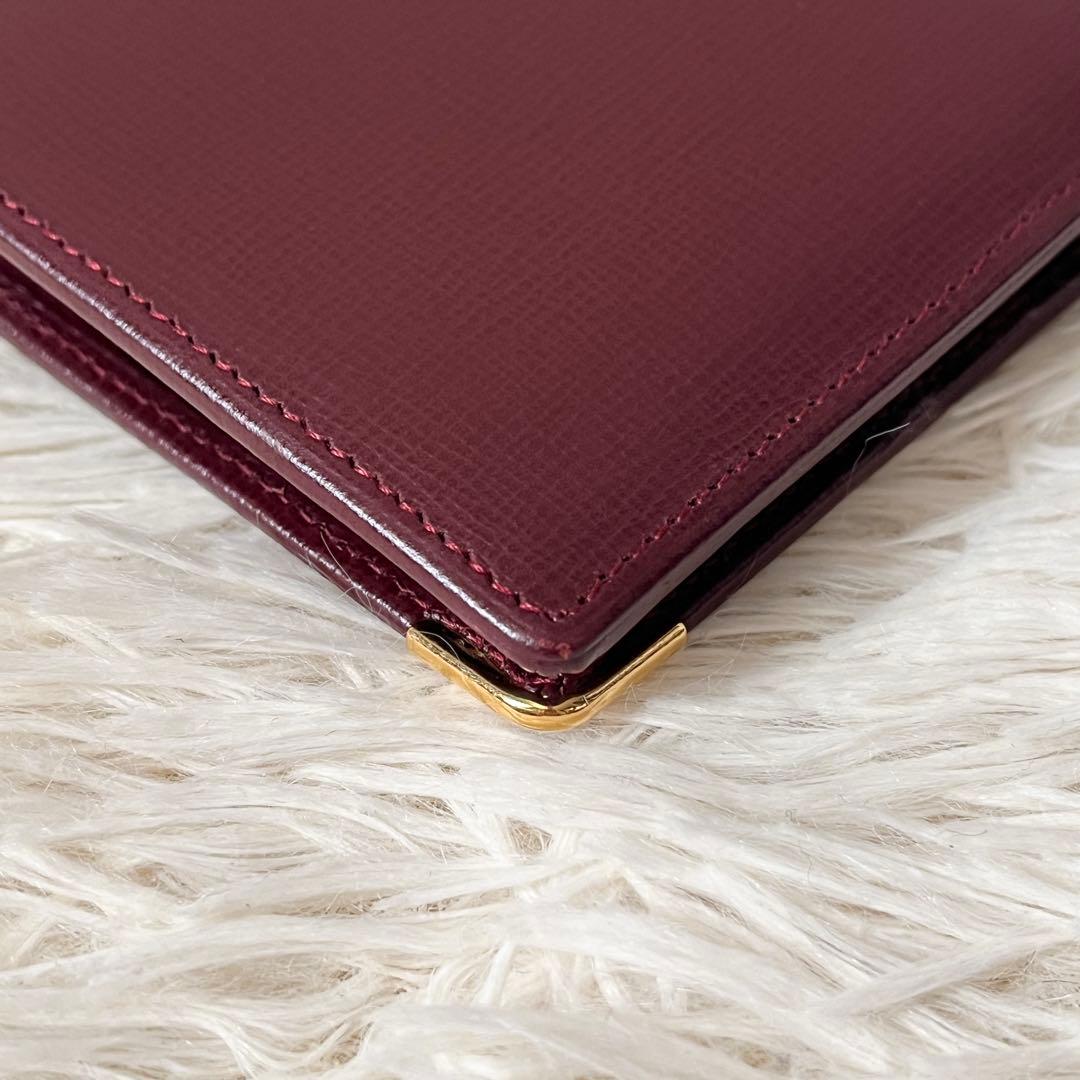 新品✨Cartierカルティエ　二つ折り財布　ボルドー　レザー　マストライン