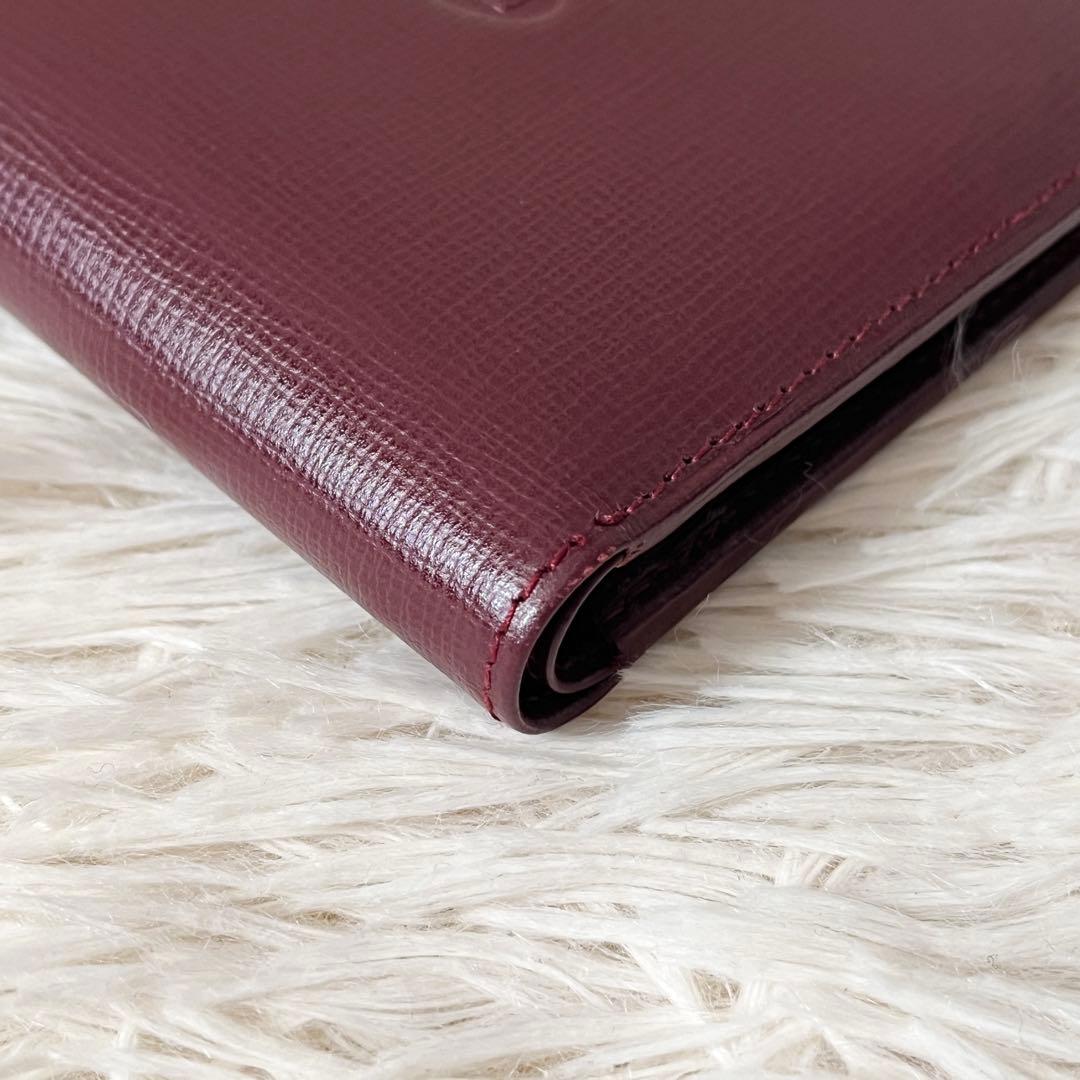 新品✨Cartierカルティエ　二つ折り財布　ボルドー　レザー　マストライン
