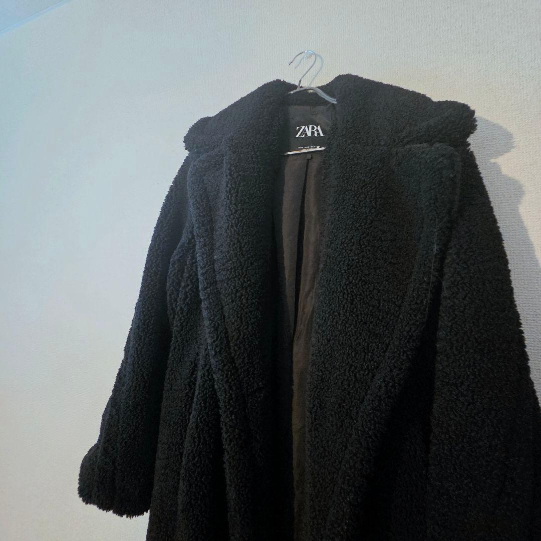ZARA ボア テディベア ロングコート 黒 XS 完売品