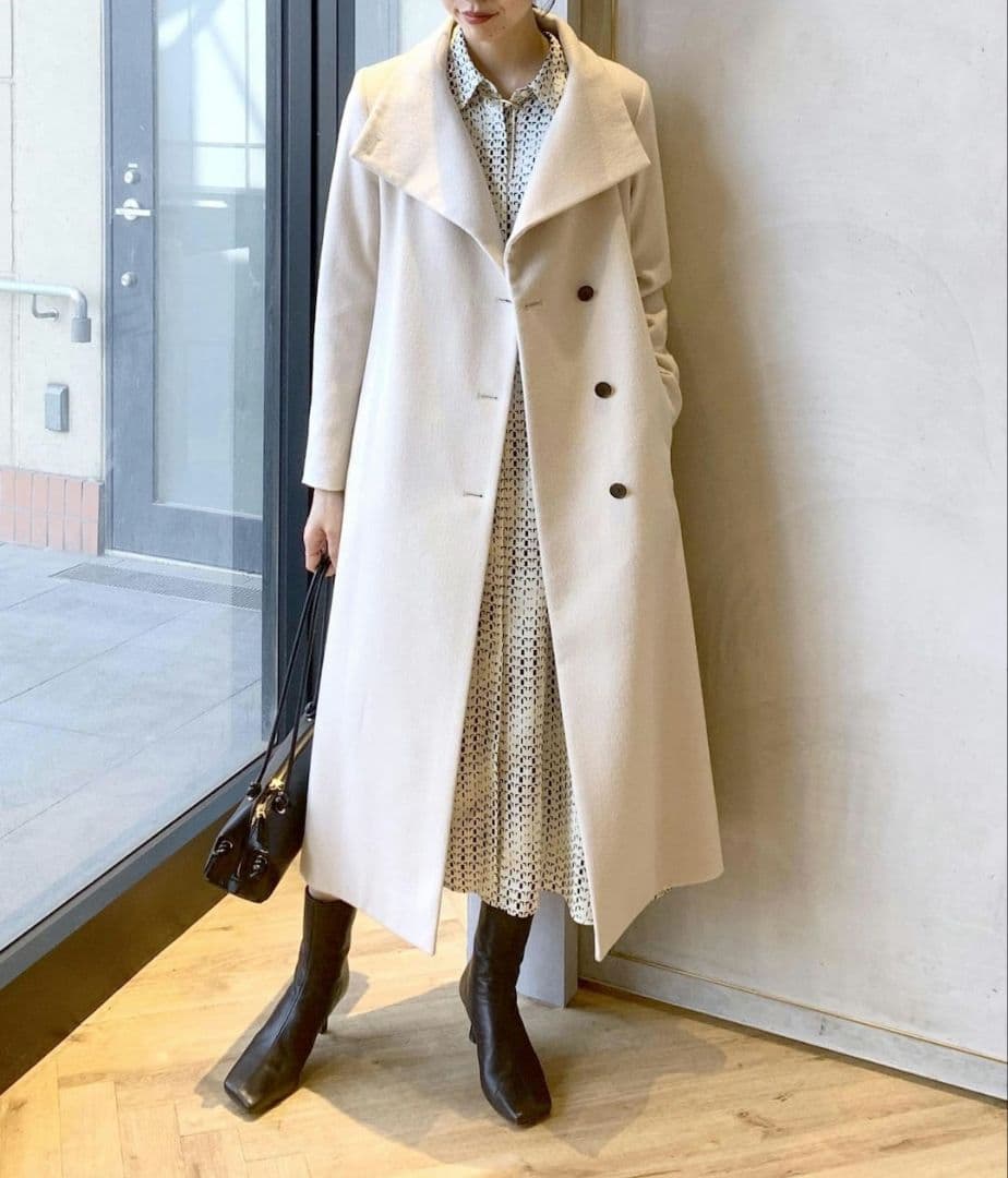 24AW ROPÉ プレミアムカシミヤ ロングコート オフホワイト ウール 36