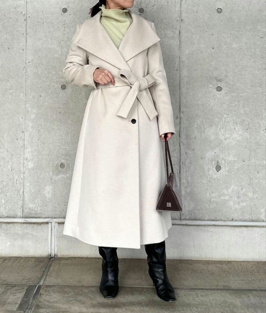 24AW ROPÉ プレミアムカシミヤ ロングコート オフホワイト ウール 36