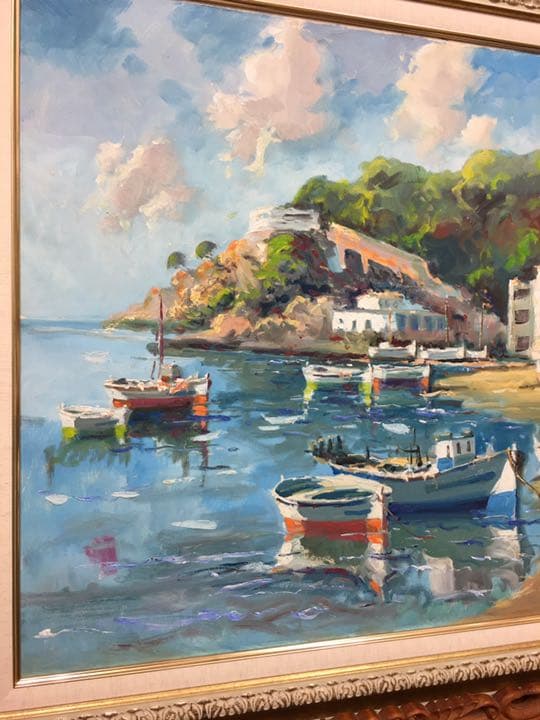 油絵手描きスペインの画家ラザーロッテ　作品油絵カンバスに制作