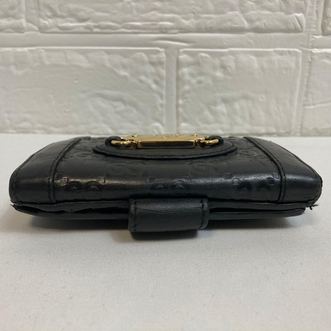【美品】GUCCI グッチ　グッチシマ　二つ折り財布　ブラック　GG柄　レザー
