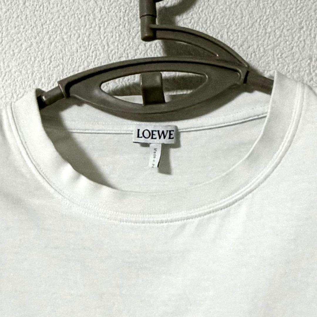 ロエベ アナグラム ポケット ロングスリーブ Tシャツ ロンT 白 M 男女兼用