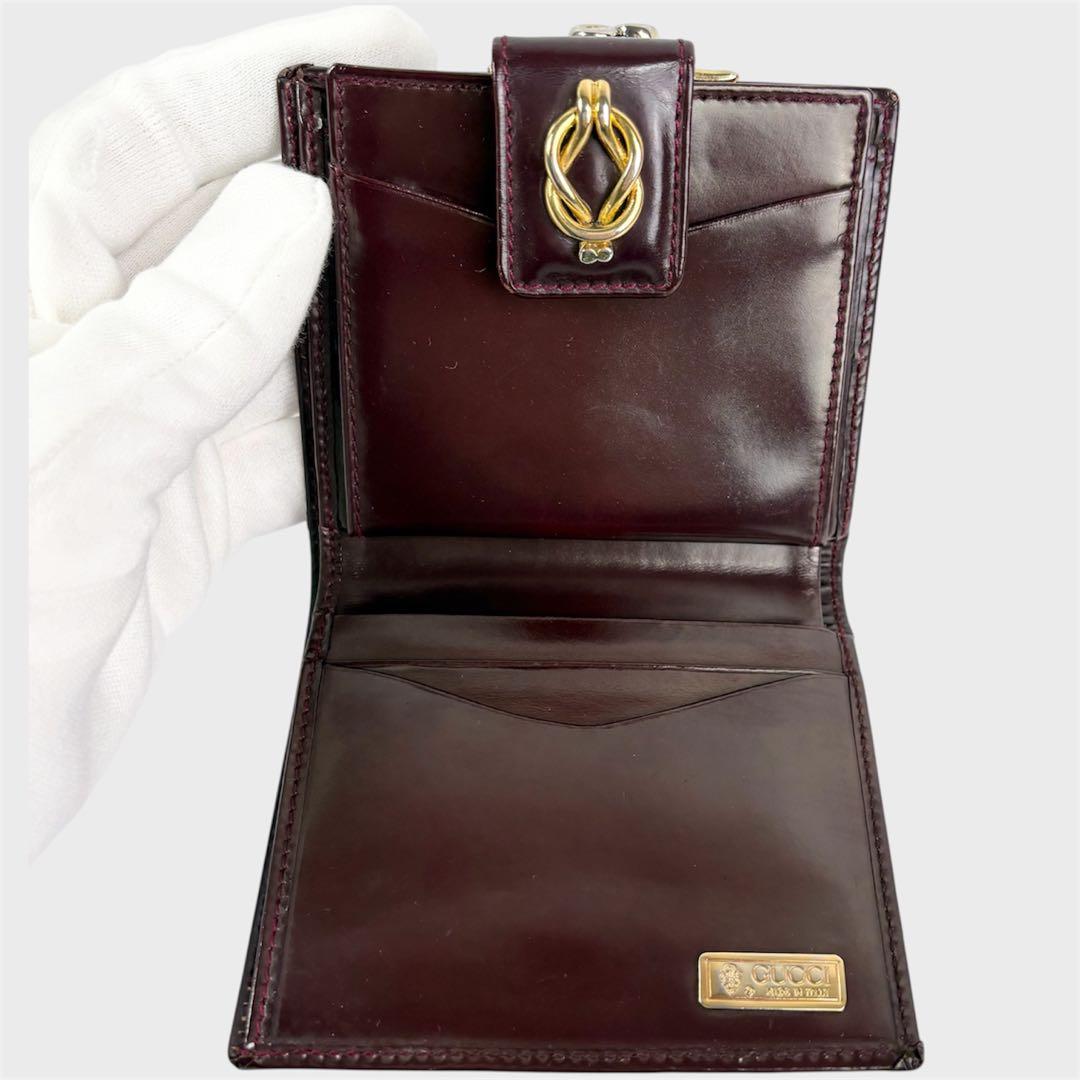 GUCCI グッチ　財布　レザー　ヴィンテージ　バーガンディ　二つ折り
