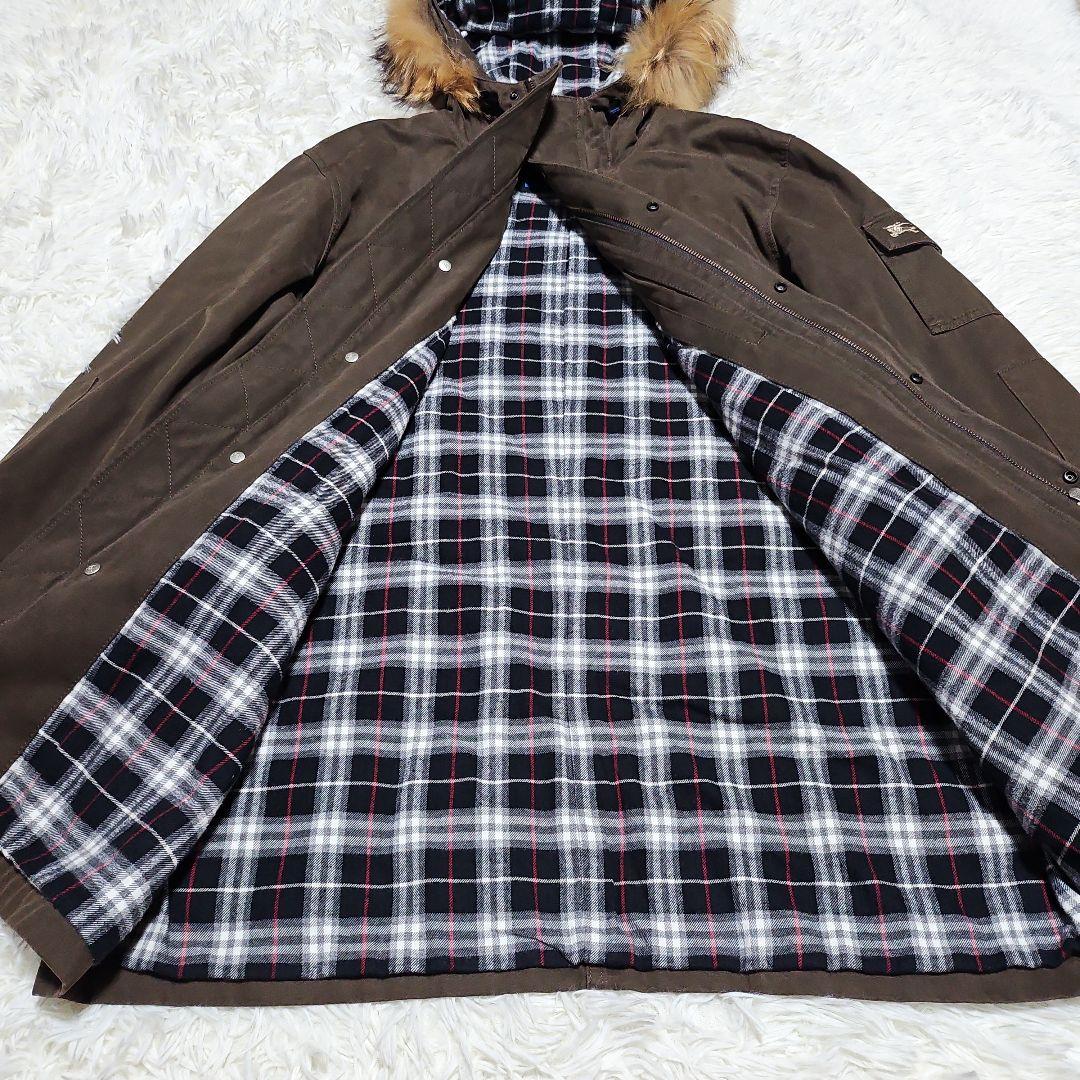 美品 BURBERRY BLUE LABEL モッズコート ラビットファー L