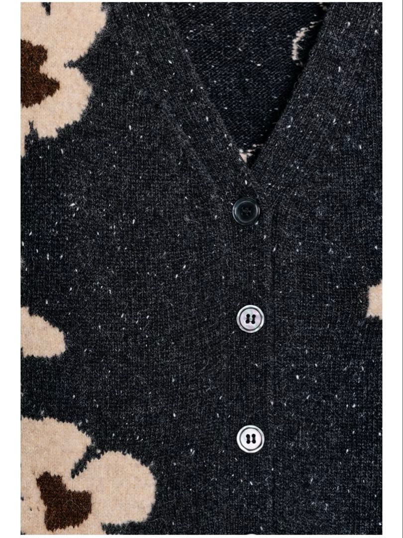 完売品⭐︎ZARA オーバーサイズジャカードフラワーニットカーディガン S グレー