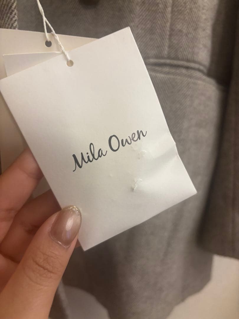 Mila Owen 金釦ダブルブレストツイードロングブレザー