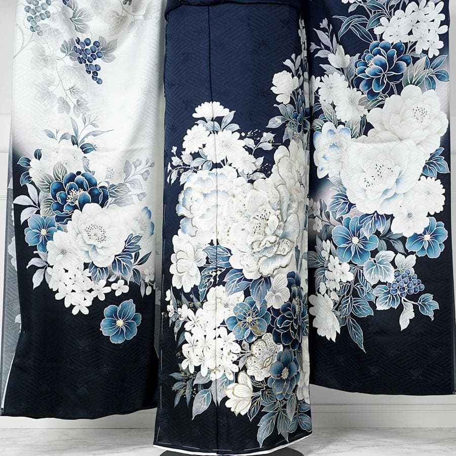 専用　ご予約　振袖フルセット　オーダー仕立て　紺色　ネイビー　刺繍　金彩加工