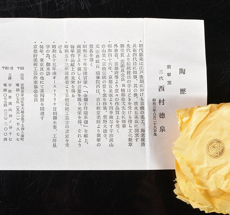 茶道具　京焼　紫翠窯　三代　西村徳泉作　梅　香合　共箱　C　R5099