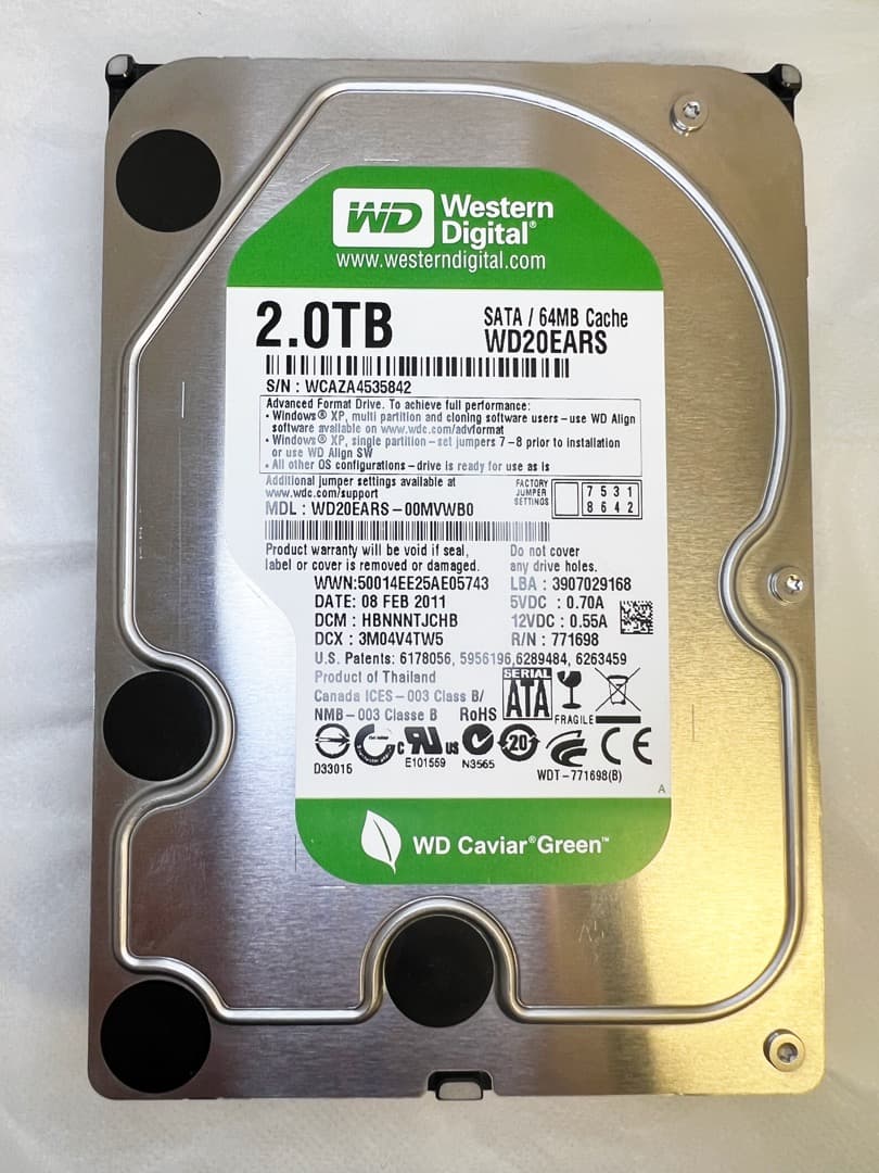 D*様 WD GREENシリーズ★2TB HDD 2台セットで超お買い得品！