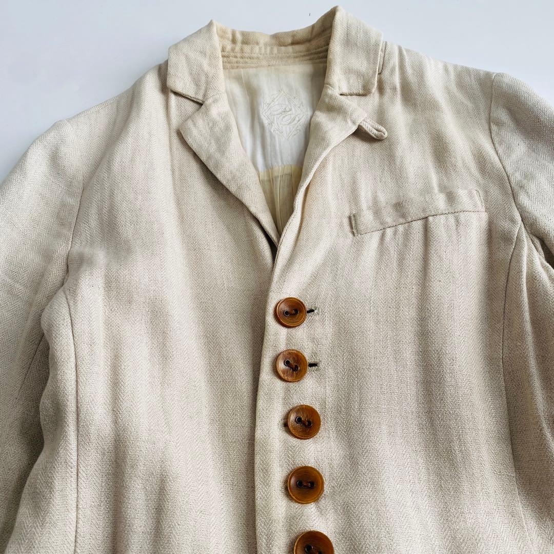 pas de calais リネンジャケットコート アイボリー 38 パドカレ