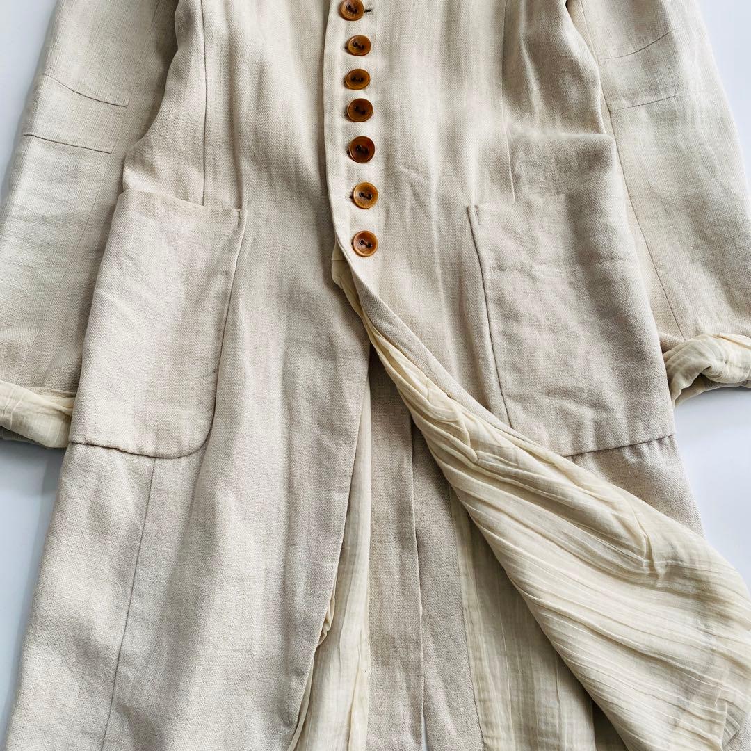 pas de calais リネンジャケットコート アイボリー 38 パドカレ