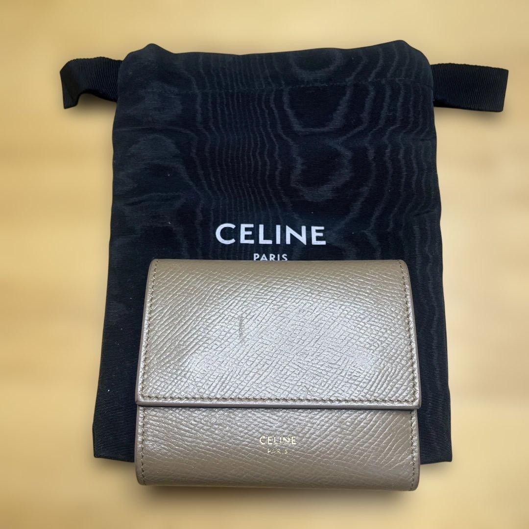 な*様 CELINE 財布 三つ折り キャメル 袋 トリフォールド ウォレット