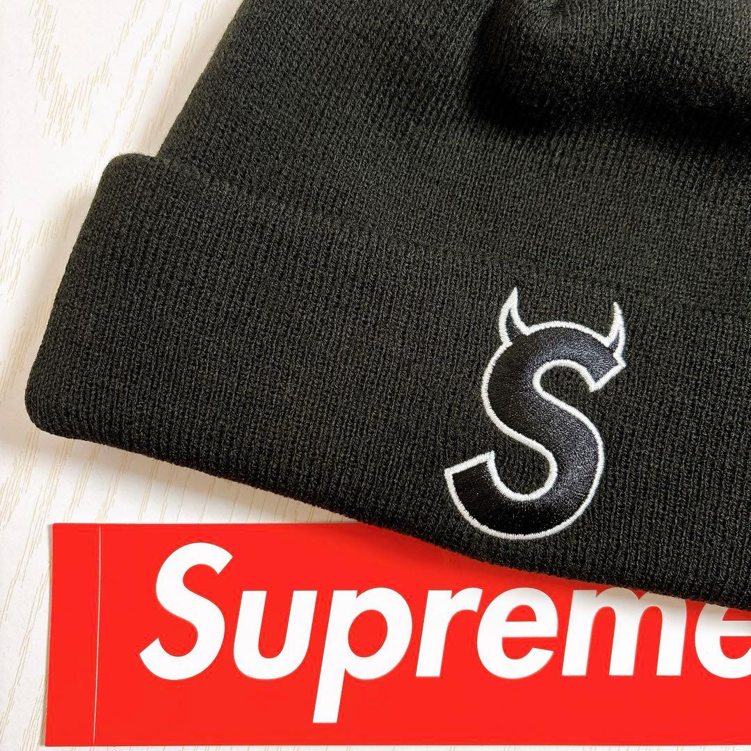 Supreme NEW ERA ニット帽　Sロゴ　デビル　ツノ　ブラック　黒