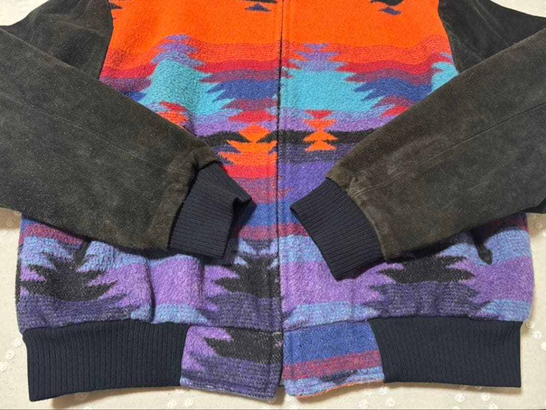 希少 PIONEER WEAR ネイティブ柄 スウェード 袖 ブルゾン 70s