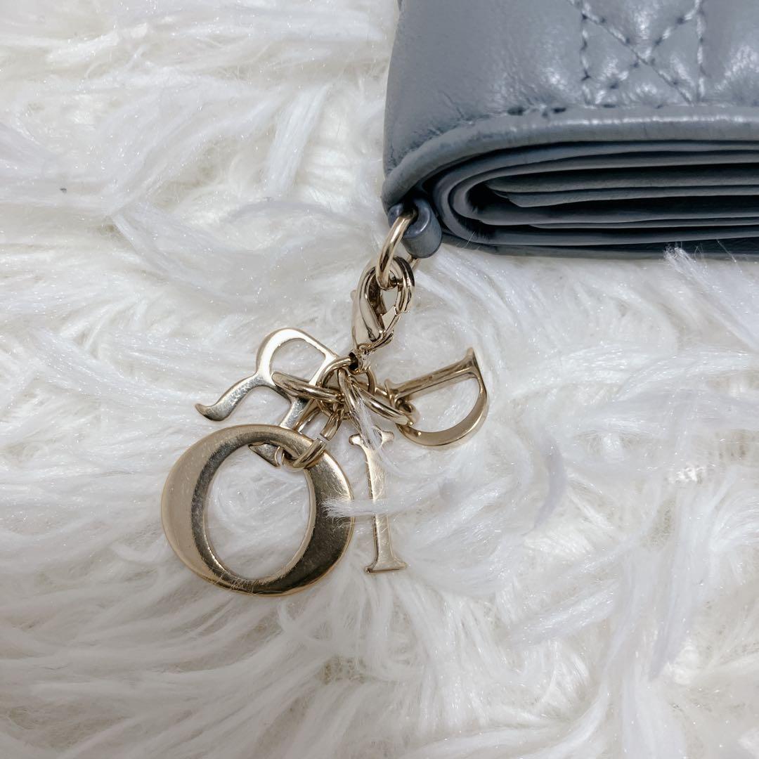 ChristianDior 三つ折り財布 ロータスウォレット カナージュ レザー