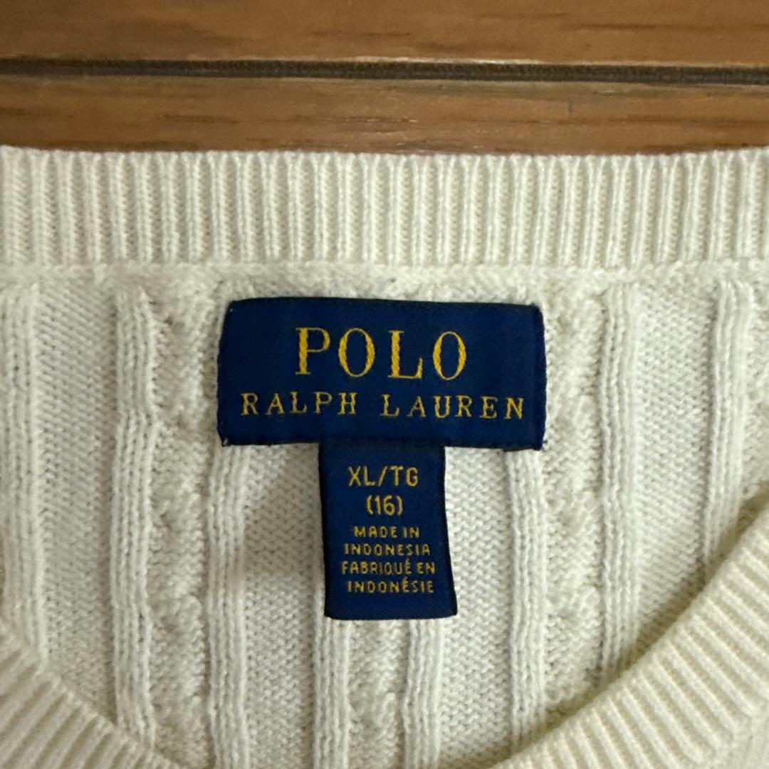 POLO RALPH LAUREN ケーブルカーディガン S相当 アイボリー