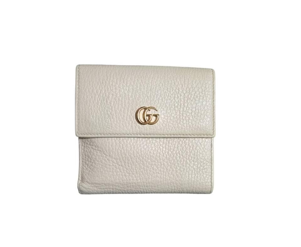 GUCCI Marmont wallet white　マーモント　二つ折り財布