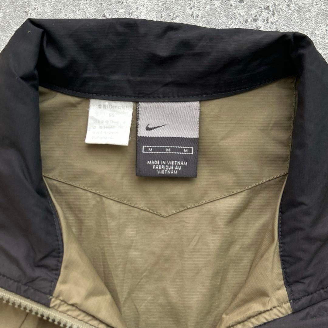 NIKE 00s ナイロンベスト ミリタリー ワンポイント ベージュ M