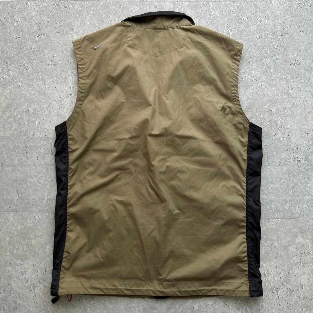 NIKE 00s ナイロンベスト ミリタリー ワンポイント ベージュ M