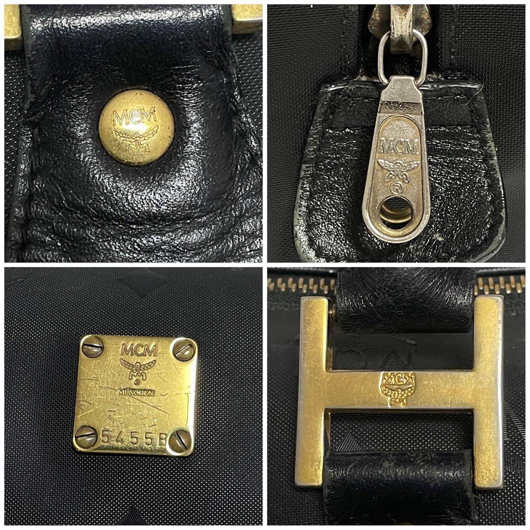 ✨良品✨MCM エムシーエム PVC×レザー 2way ミニボストンバッグ 黒