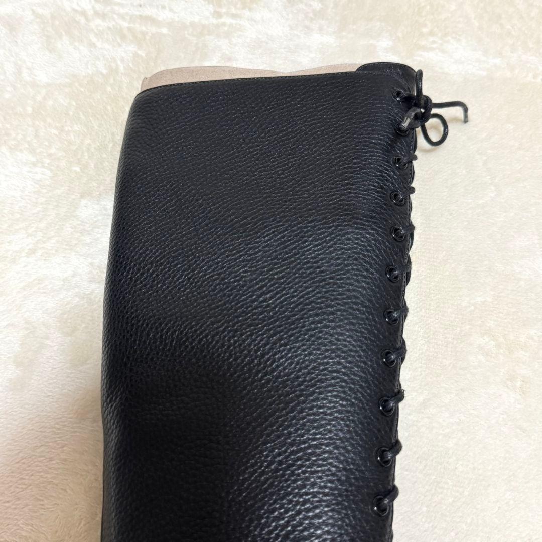 美品 グレースコンチネンタル レースアップロングブーツ 黒 38